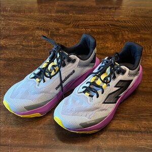 New Balance Purple Yellow Athletic Shoes with Cushioned Sole